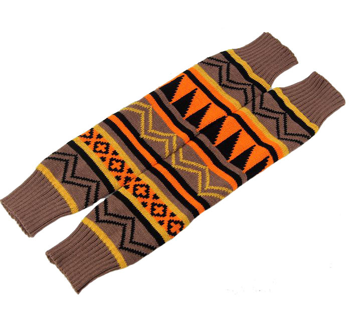 Geometric Pattern Knit Leg Warmers Womens Warm Patchwork Boot Socks